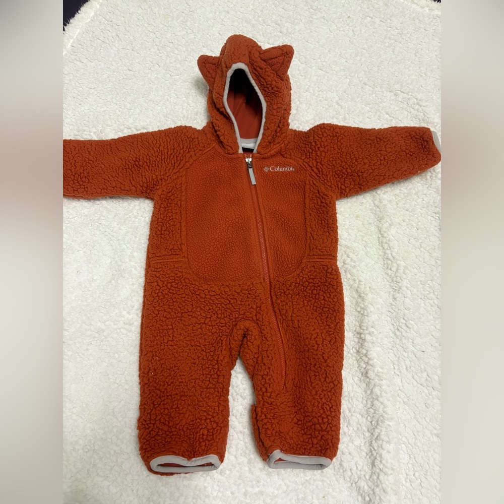 Columbia Kids' Cozy Orange Fleece Footie 3-6 Months